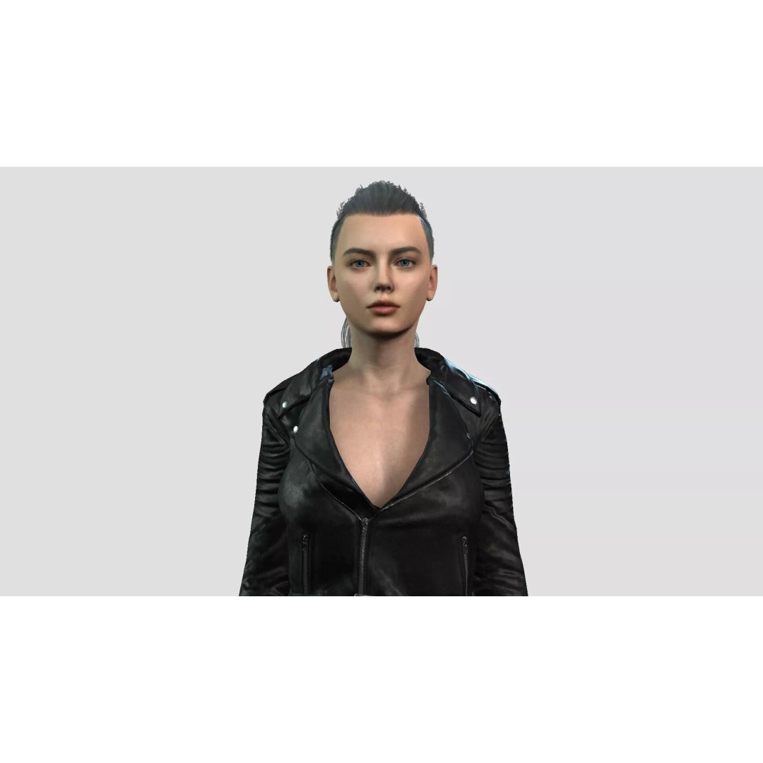 Elegant Woman 3D Model – High Poly Rigged Character for Animation - View 2