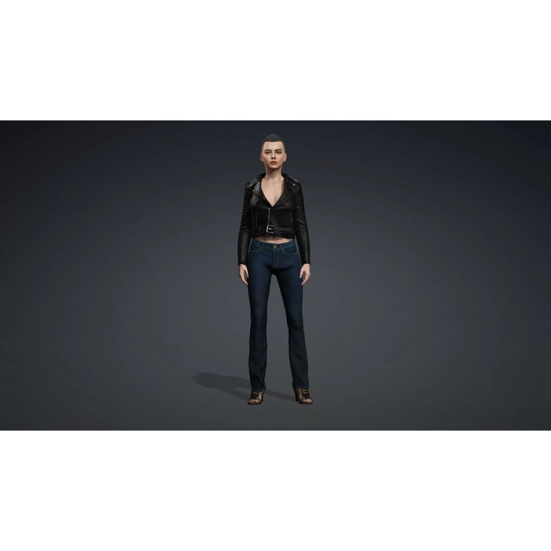 Elegant Woman 3D Model – High Poly Rigged Character for Animation - View 3