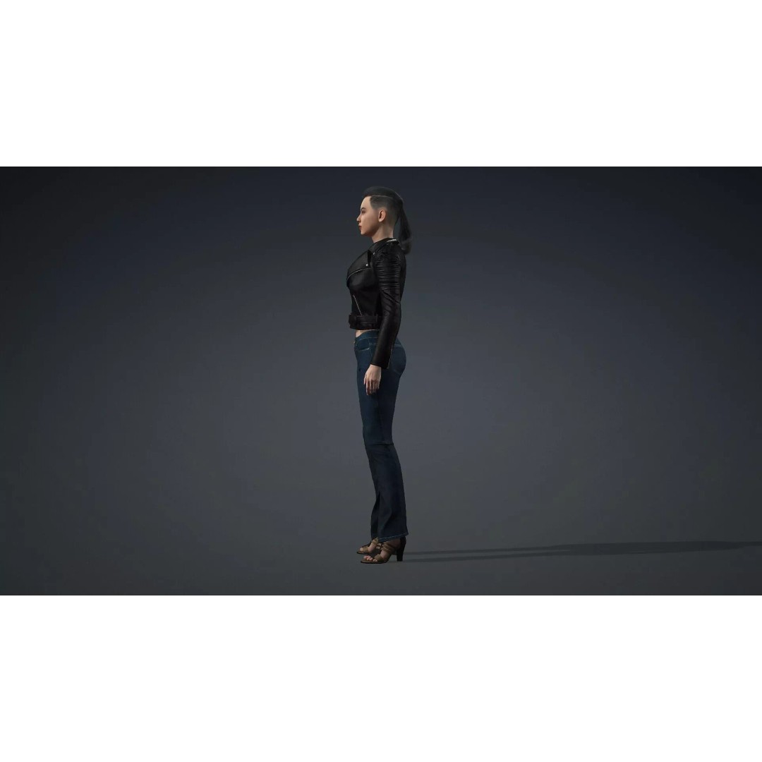 Elegant Woman 3D Model – High Poly Rigged Character for Animation - View 5