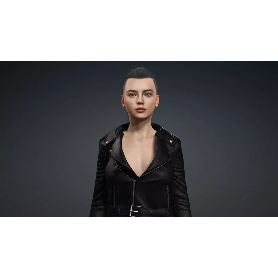 Elegant Woman 3D Model – High Poly Rigged Character for Animation - View 8