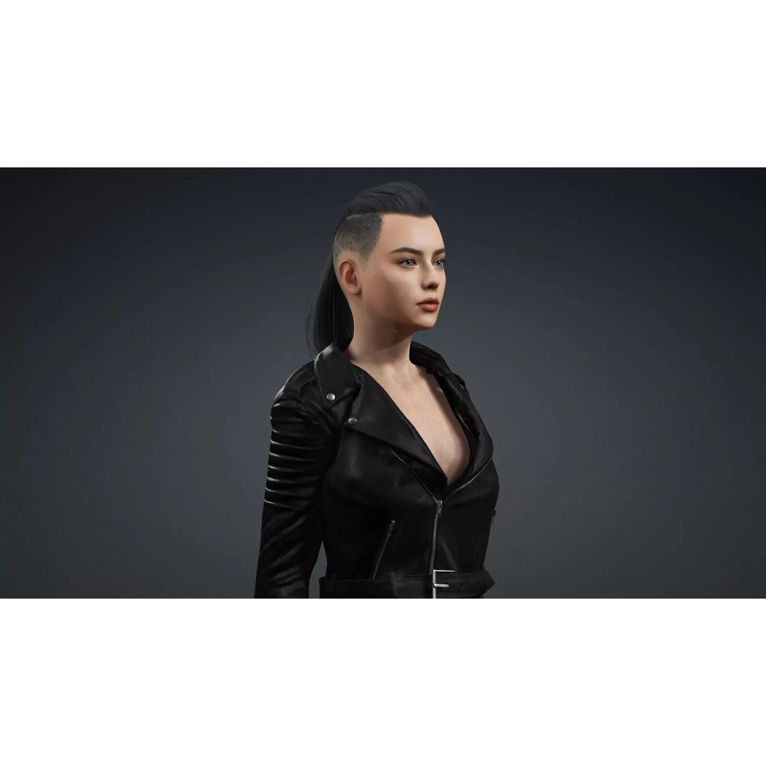 Elegant Woman 3D Model – High Poly Rigged Character for Animation - View 9