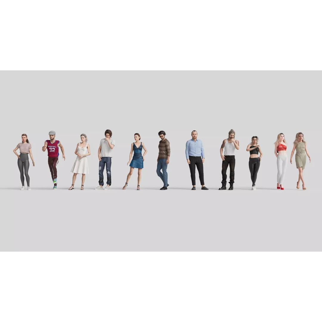 Realistic 3D People Poses Vol. 1 3D Model – Diverse Characters, FBX, MAX - View 2