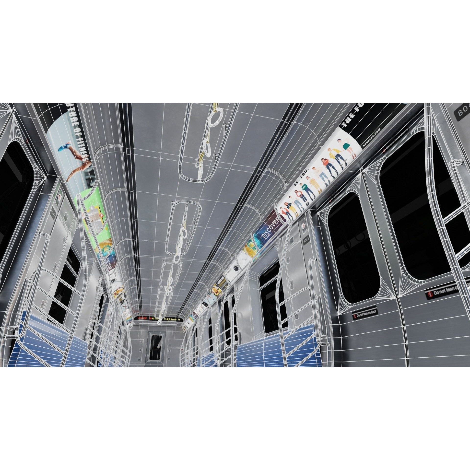 Subway Car Interior - PBR Game-Ready 3D Model - View 10