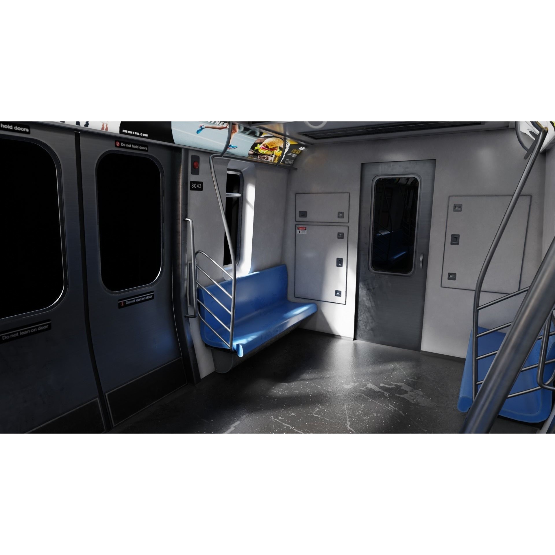 Subway Car Interior - PBR Game-Ready 3D Model - View 8