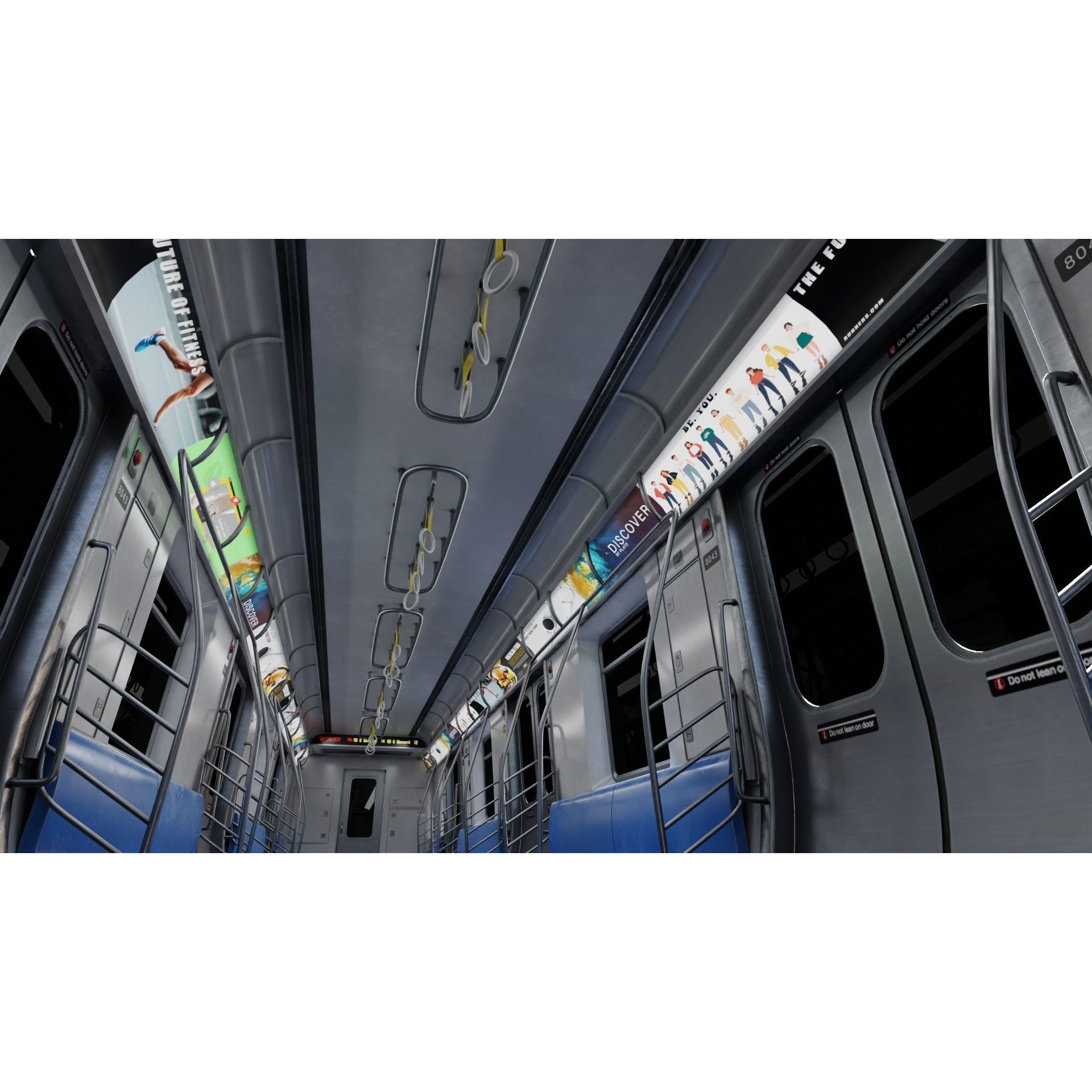Subway Car Interior - PBR Game-Ready 3D Model - View 9