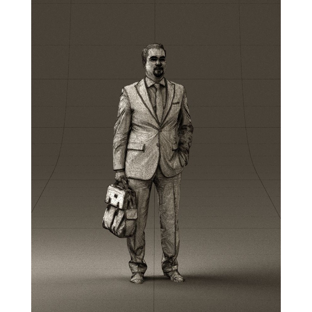 Man in Suit 3D Model – Realistic Character with PBR Textures, FBX