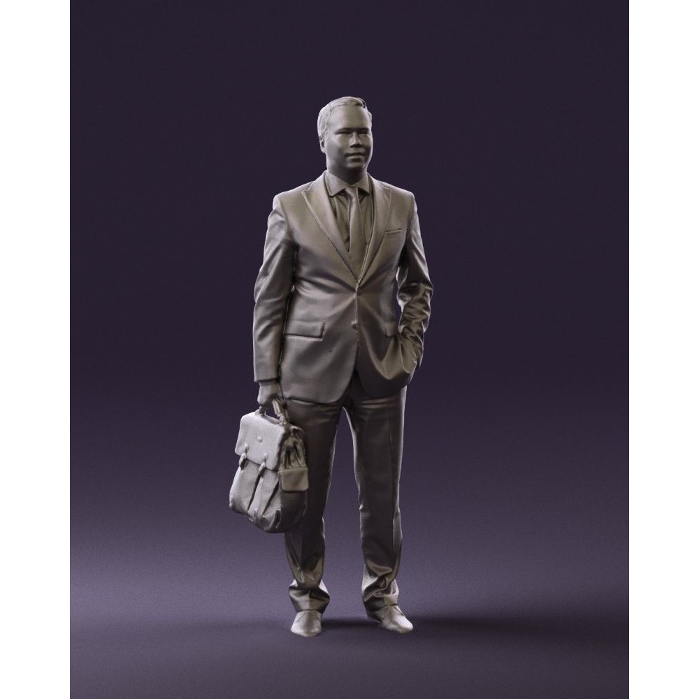 Man in Suit 3D Model – Realistic Character with PBR Textures, FBX - View 3