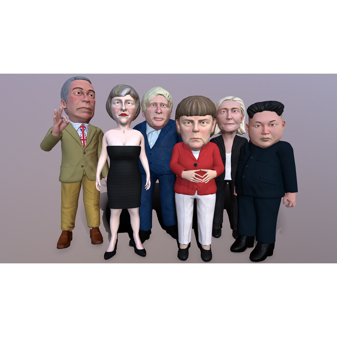 Politicians 3D Model – Low Poly Rigged Caricatures, FBX - View 12