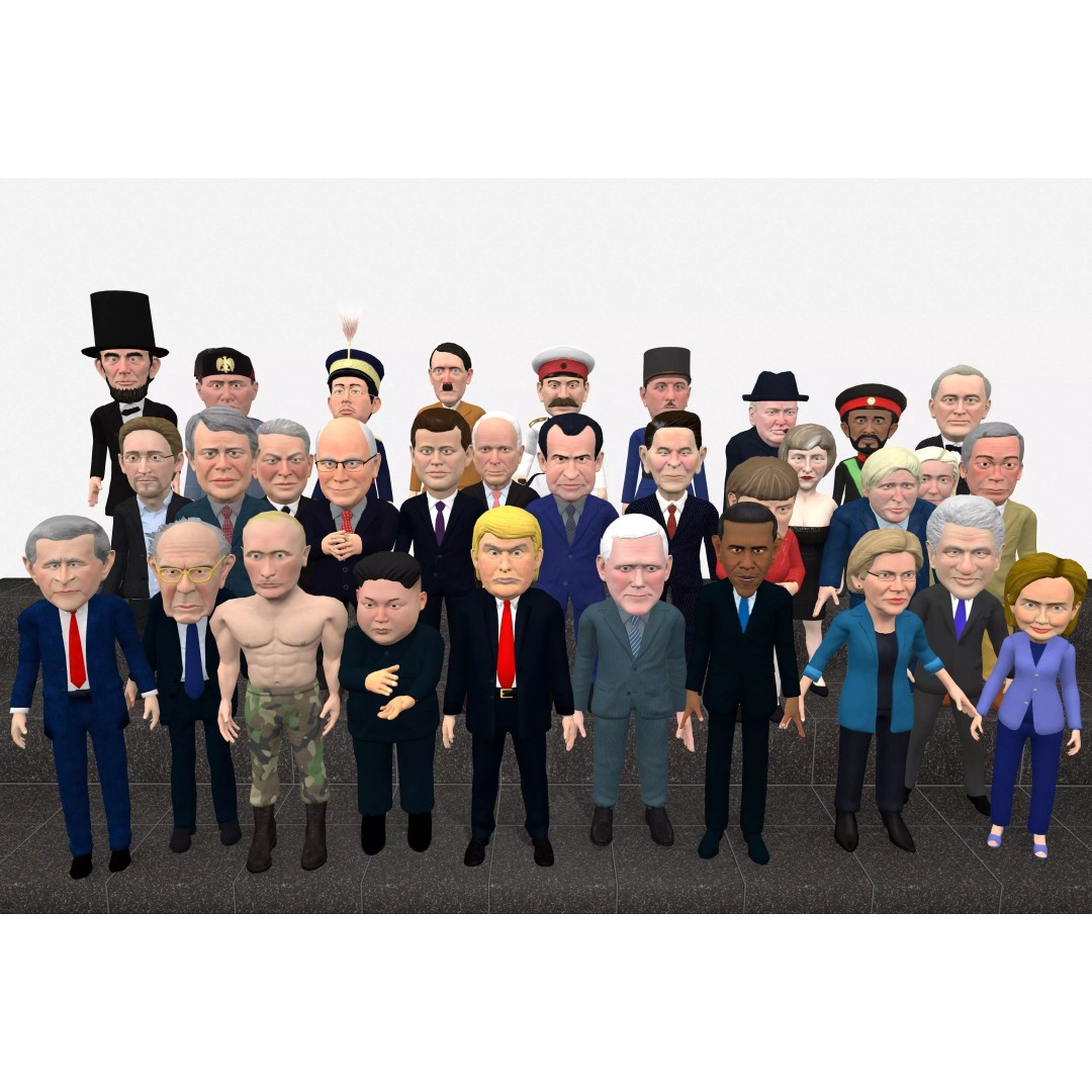 Politicians 3D Model – Low Poly Rigged Caricatures, FBX - View 2