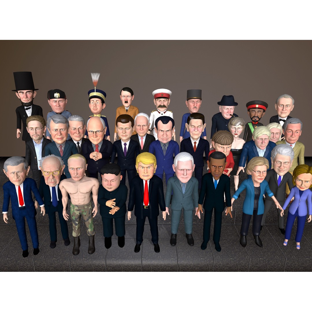 Politicians 3D Model – Low Poly Rigged Caricatures, FBX - View 3