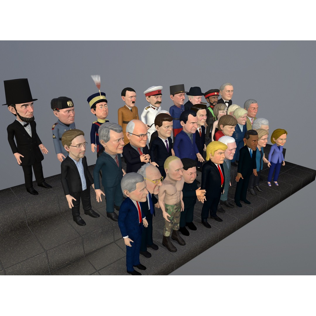 Politicians 3D Model – Low Poly Rigged Caricatures, FBX - View 4