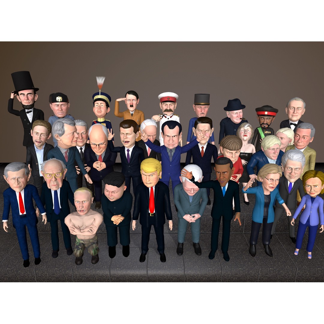 Politicians 3D Model – Low Poly Rigged Caricatures, FBX - View 5