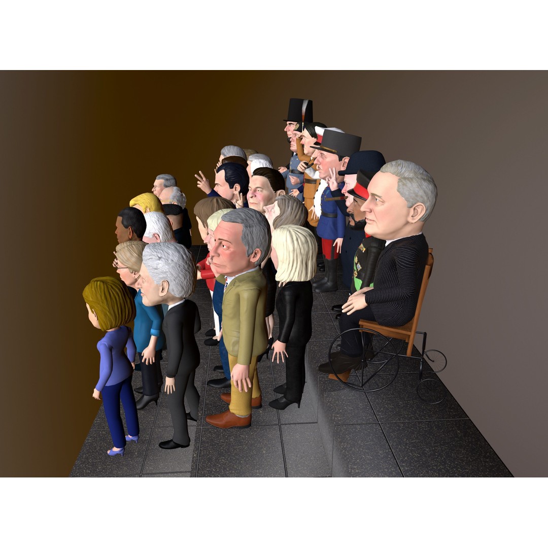 Politicians 3D Model – Low Poly Rigged Caricatures, FBX - View 6