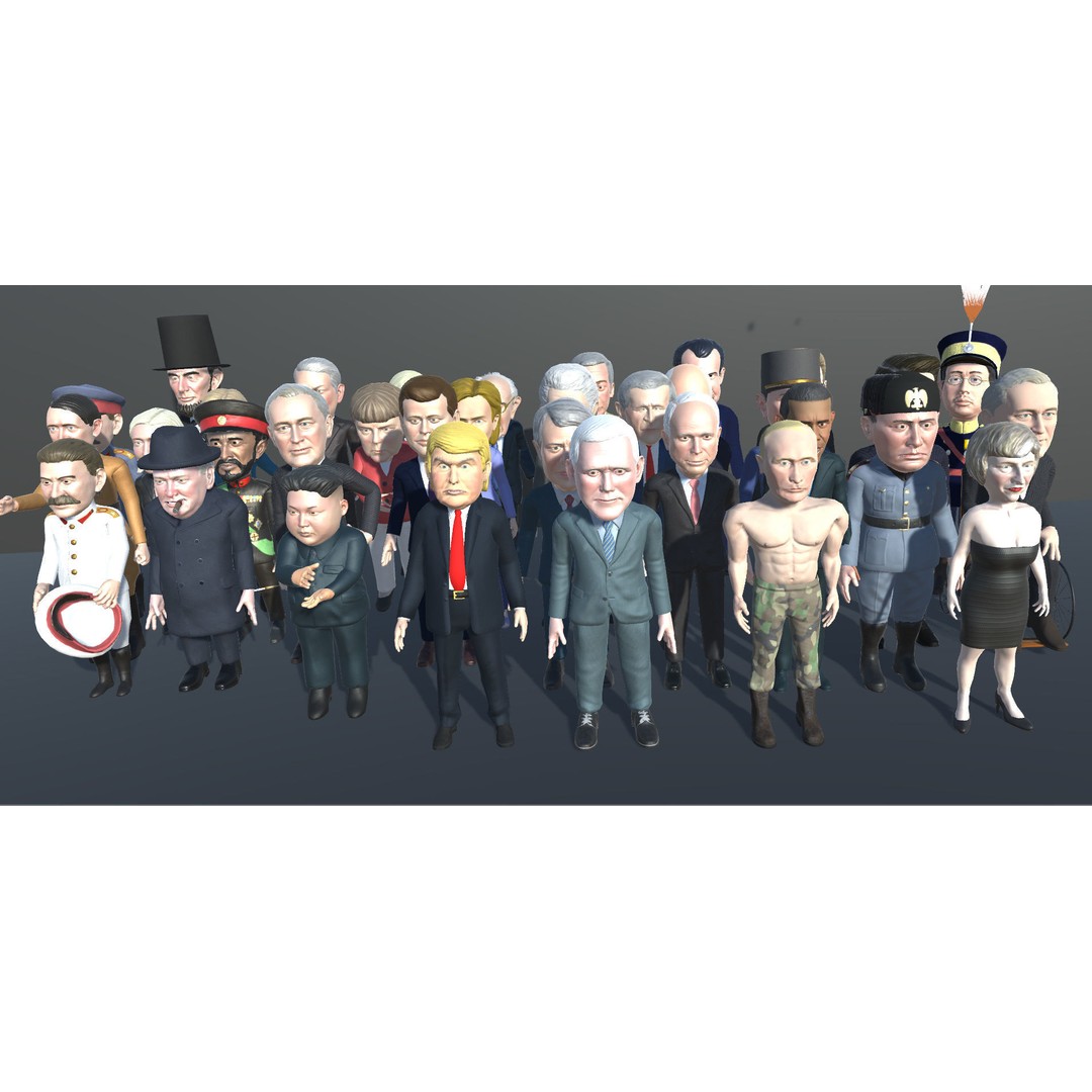Politicians 3D Model – Low Poly Rigged Caricatures, FBX - View 7