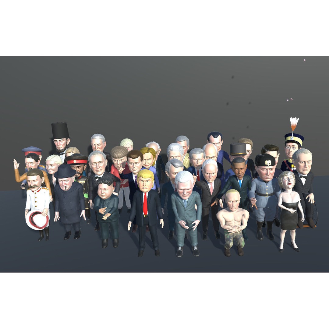 Politicians 3D Model – Low Poly Rigged Caricatures, FBX - View 8