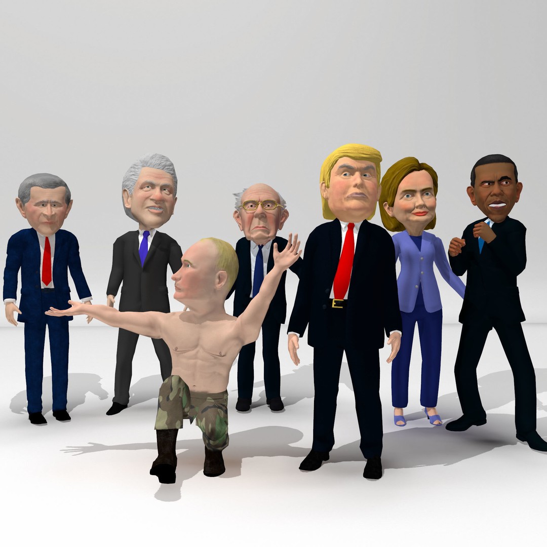 Politicians 3D Model – Low Poly Rigged Caricatures, FBX - View 9