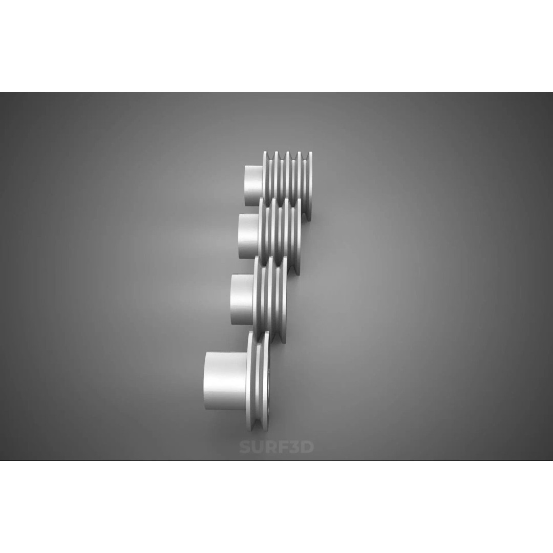 Various Groove Pulley Sheave 3D Model – Multi-Track V-Belt Drive Gear - View 15