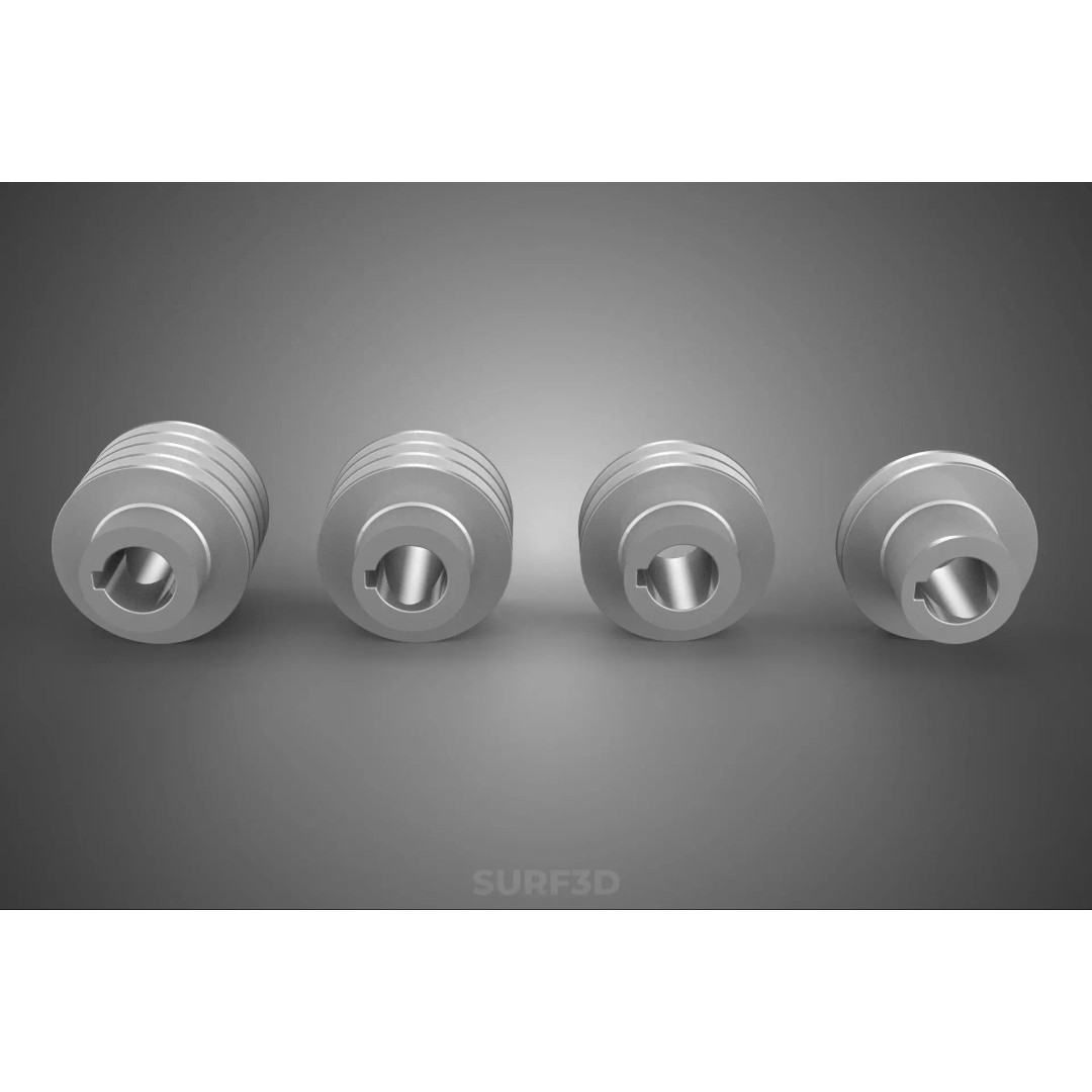 Various Groove Pulley Sheave 3D Model – Multi-Track V-Belt Drive Gear - View 17
