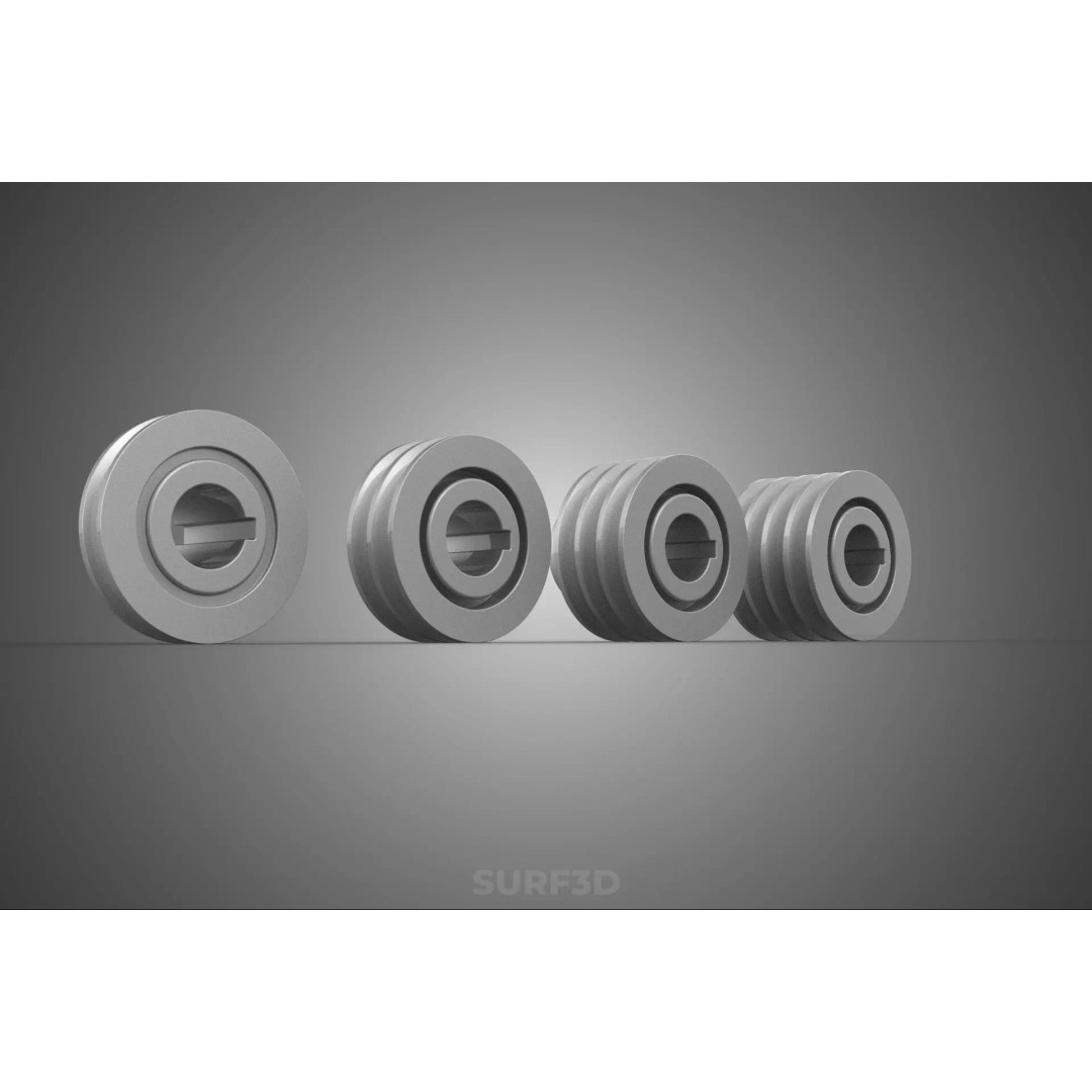 Various Groove Pulley Sheave 3D Model – Multi-Track V-Belt Drive Gear - View 18