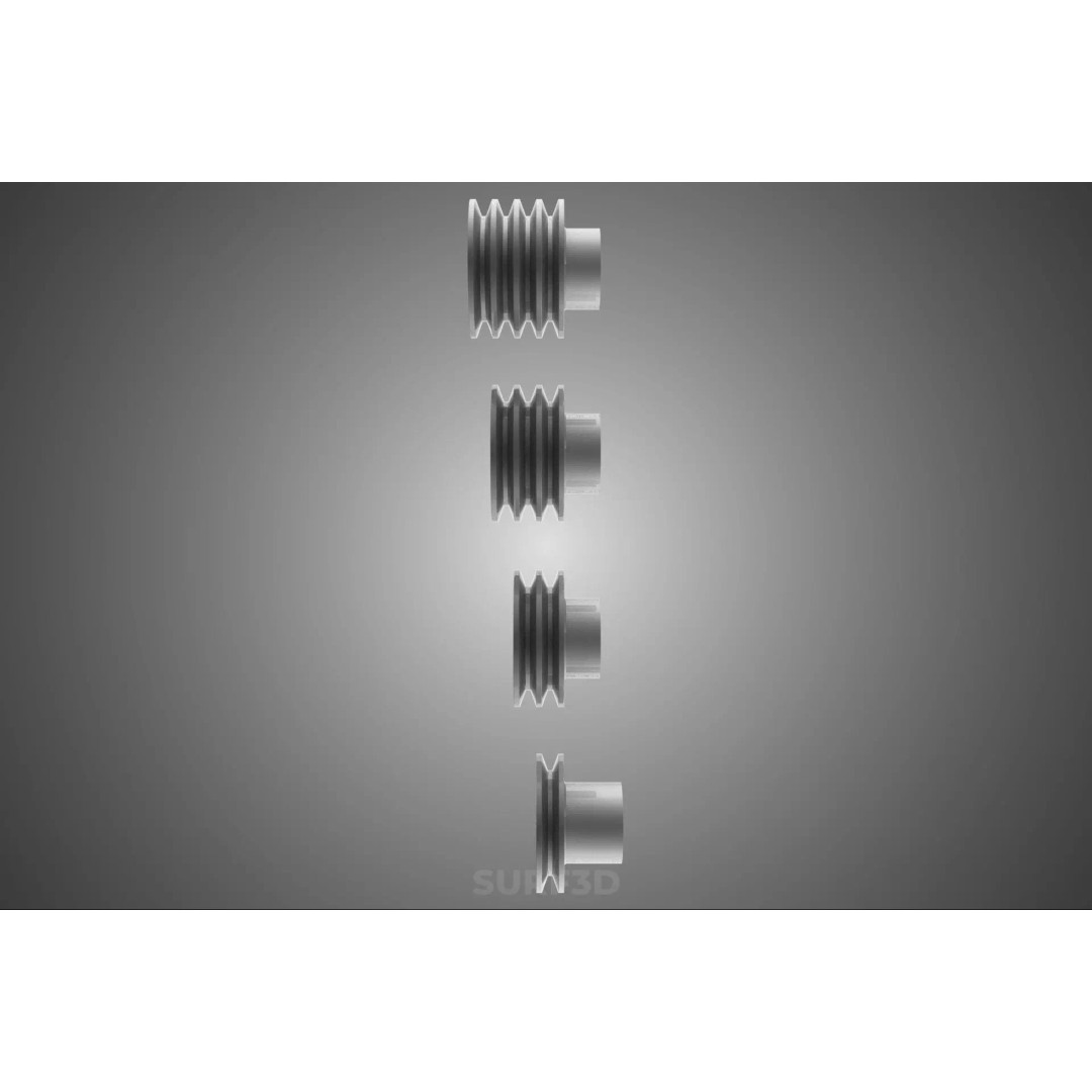 Various Groove Pulley Sheave 3D Model – Multi-Track V-Belt Drive Gear - View 22
