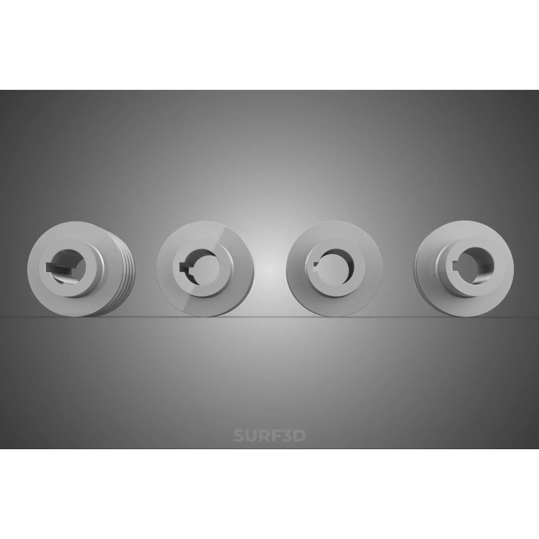 Various Groove Pulley Sheave 3D Model – Multi-Track V-Belt Drive Gear - View 23