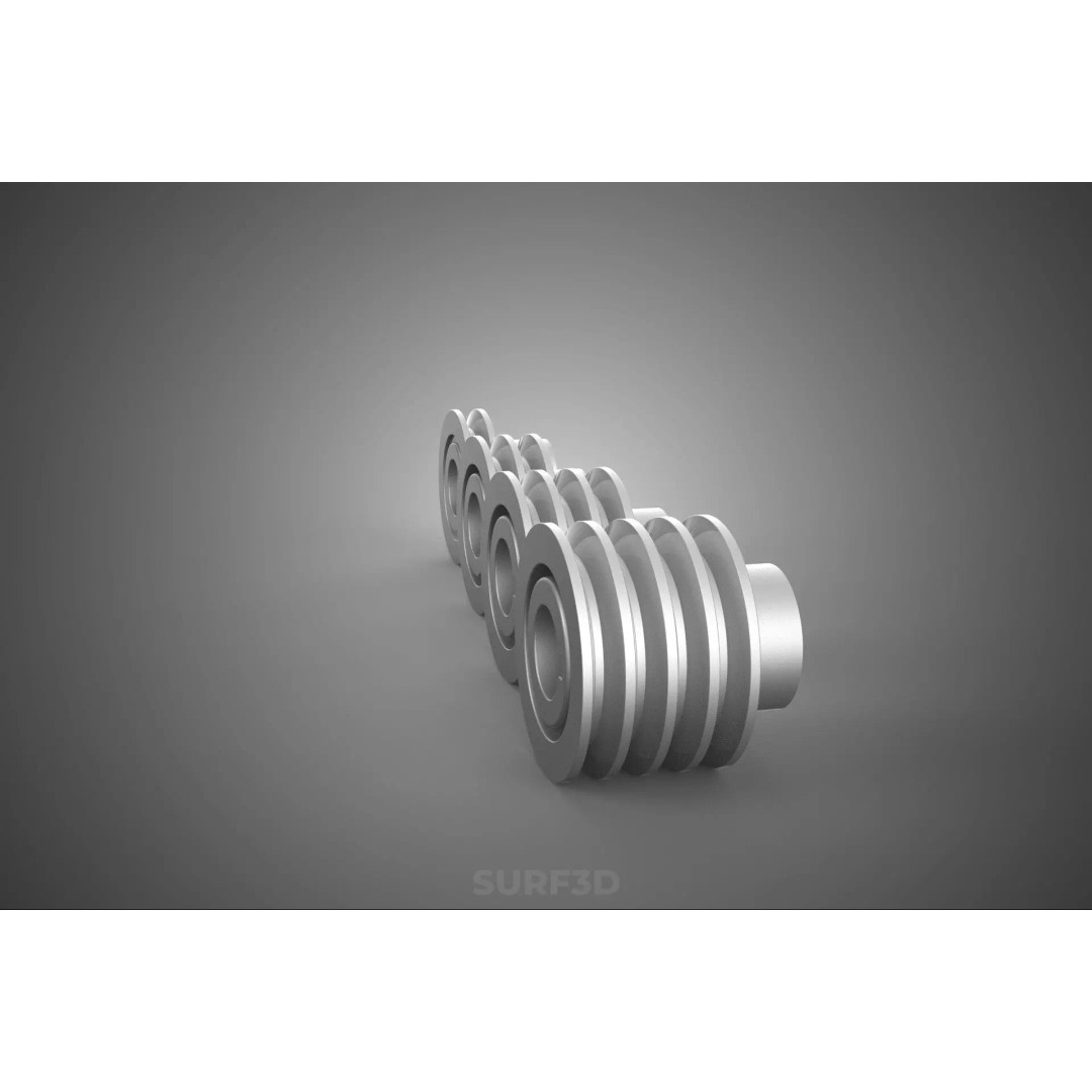 Various Groove Pulley Sheave 3D Model – Multi-Track V-Belt Drive Gear - View 25
