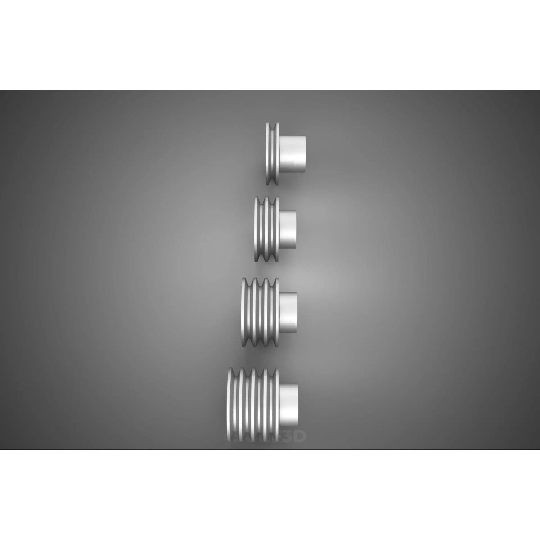 Various Groove Pulley Sheave 3D Model – Multi-Track V-Belt Drive Gear - View 26