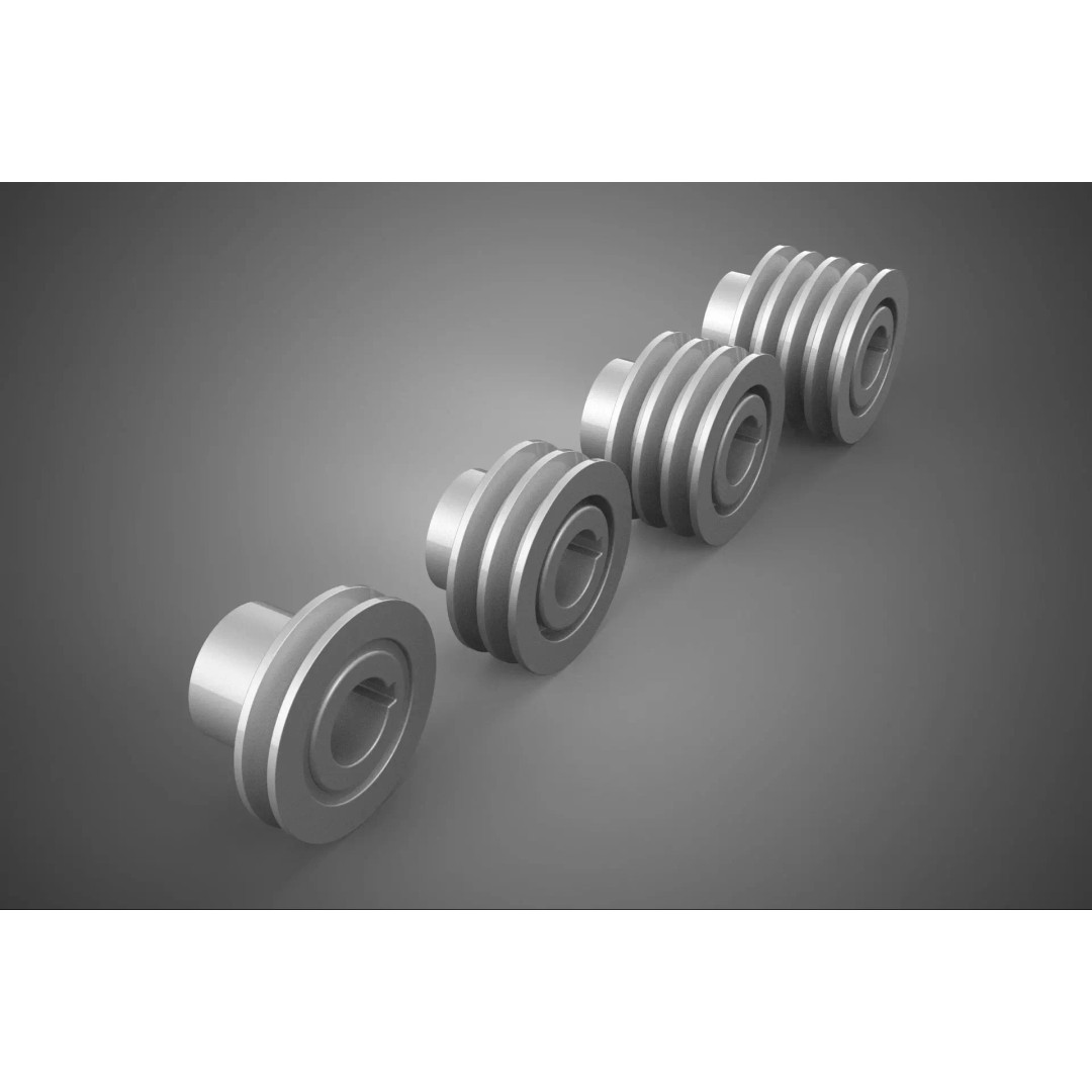 Various Groove Pulley Sheave 3D Model – Multi-Track V-Belt Drive Gear - View 27