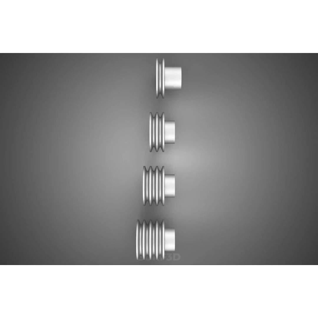 Various Groove Pulley Sheave 3D Model – Multi-Track V-Belt Drive Gear - View 28