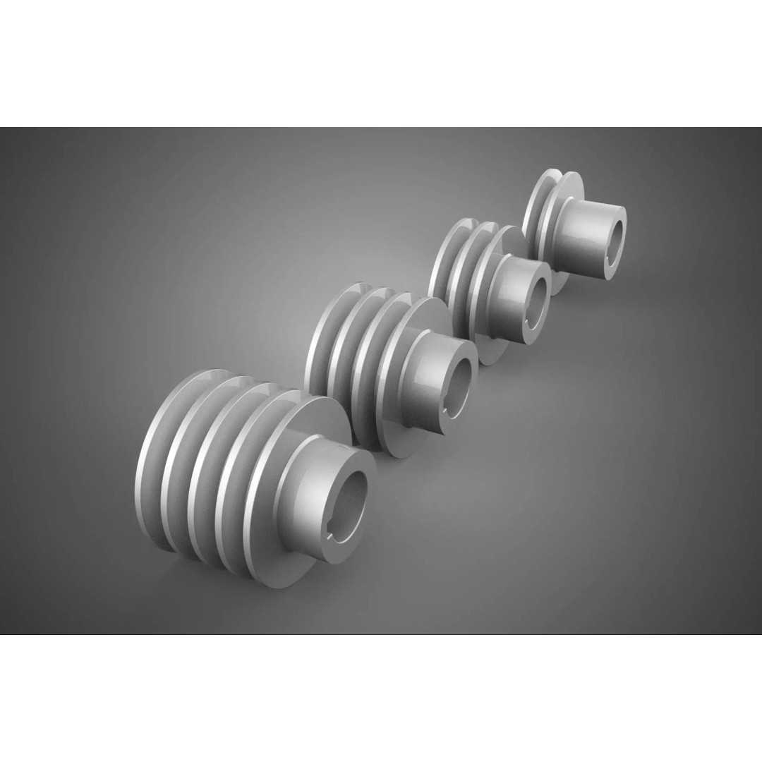 Various Groove Pulley Sheave 3D Model – Multi-Track V-Belt Drive Gear - View 29