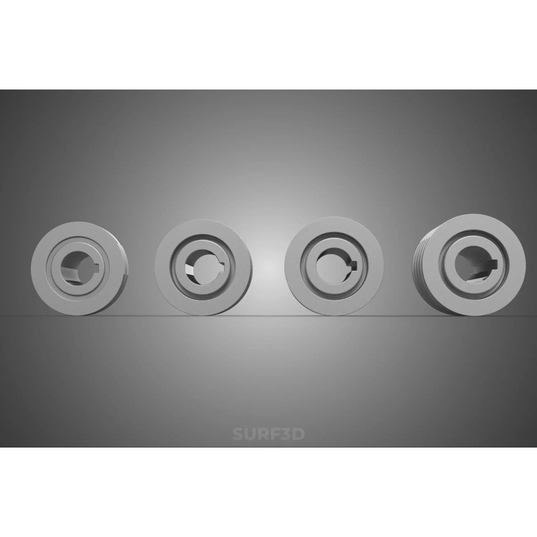 Various Groove Pulley Sheave 3D Model – Multi-Track V-Belt Drive Gear - View 3