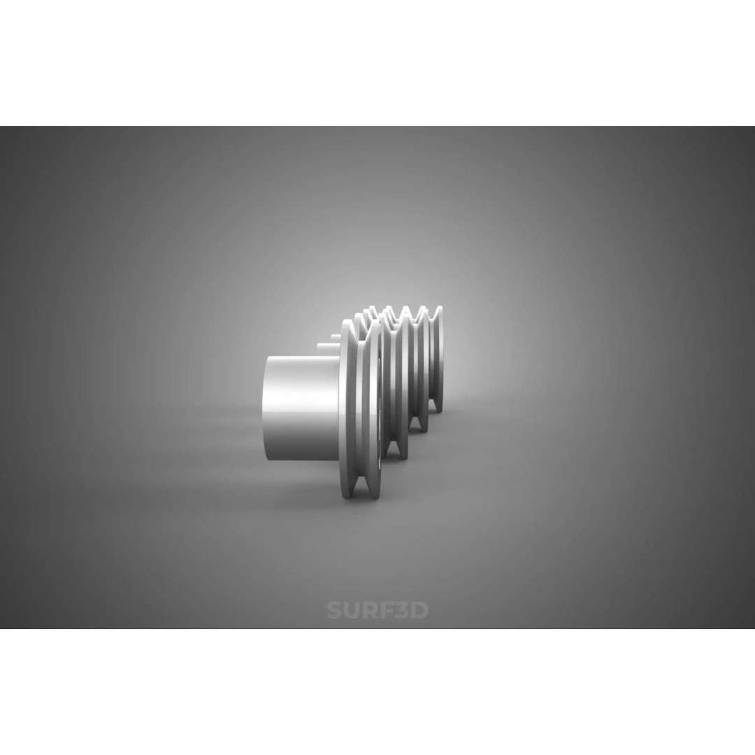 Various Groove Pulley Sheave 3D Model – Multi-Track V-Belt Drive Gear - View 31