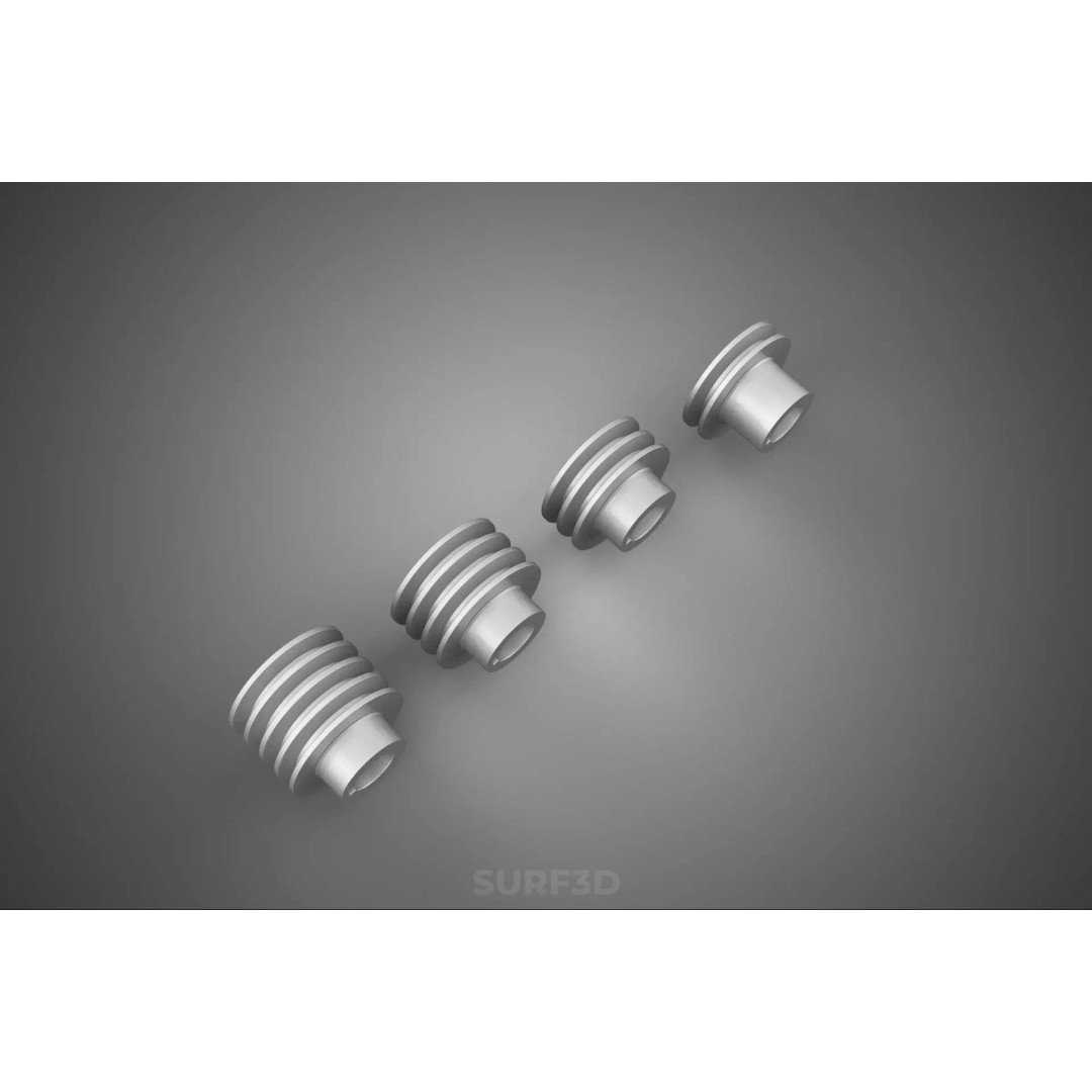 Various Groove Pulley Sheave 3D Model – Multi-Track V-Belt Drive Gear - View 32
