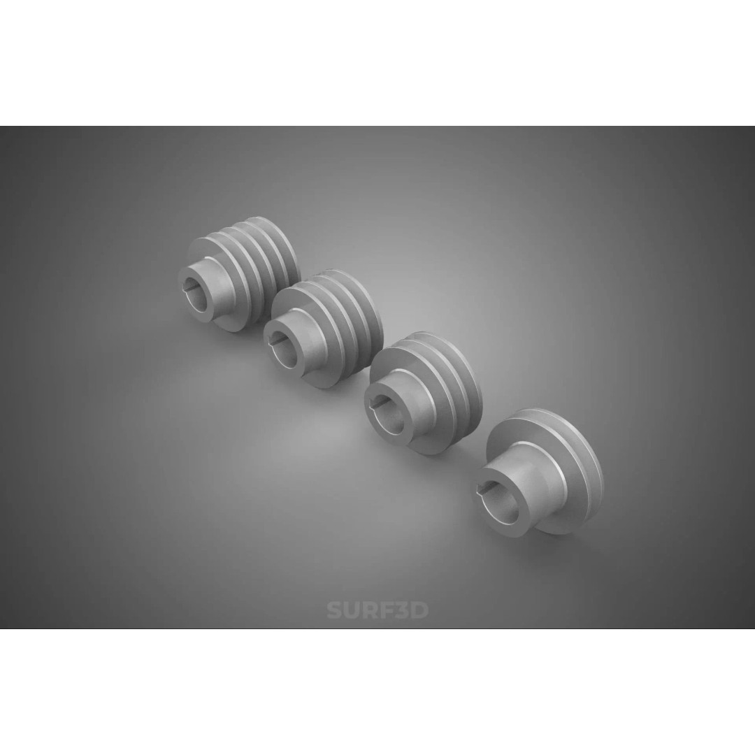 Various Groove Pulley Sheave 3D Model – Multi-Track V-Belt Drive Gear - View 33