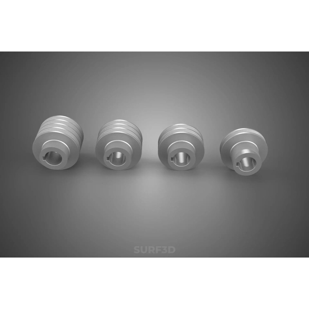 Various Groove Pulley Sheave 3D Model – Multi-Track V-Belt Drive Gear - View 4
