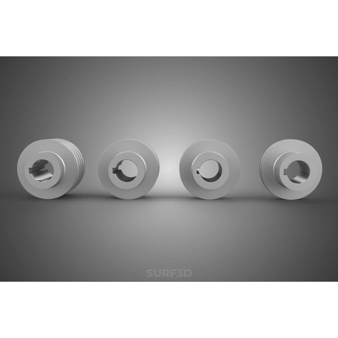 Various Groove Pulley Sheave 3D Model – Multi-Track V-Belt Drive Gear - View 5