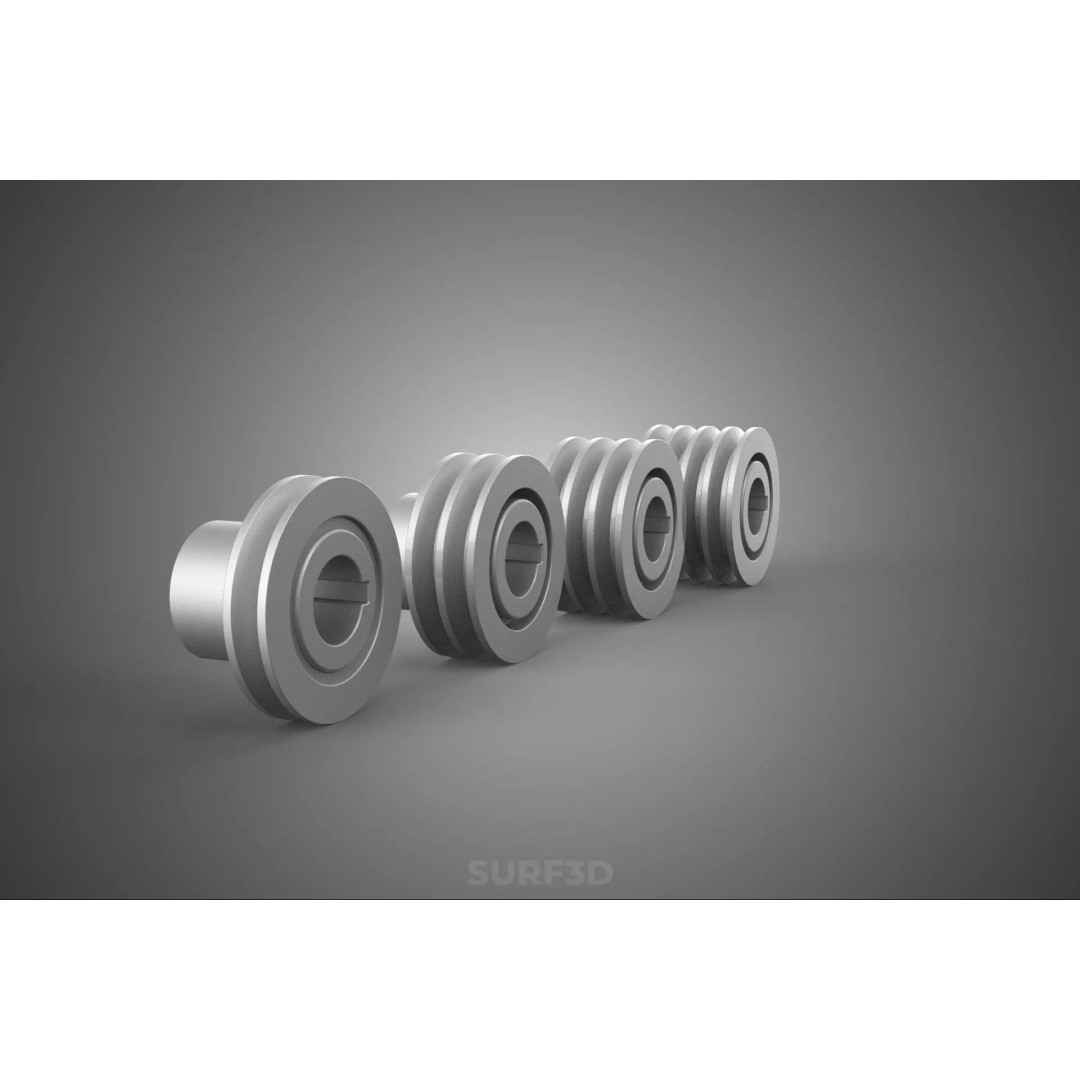 Various Groove Pulley Sheave 3D Model – Multi-Track V-Belt Drive Gear - View 6