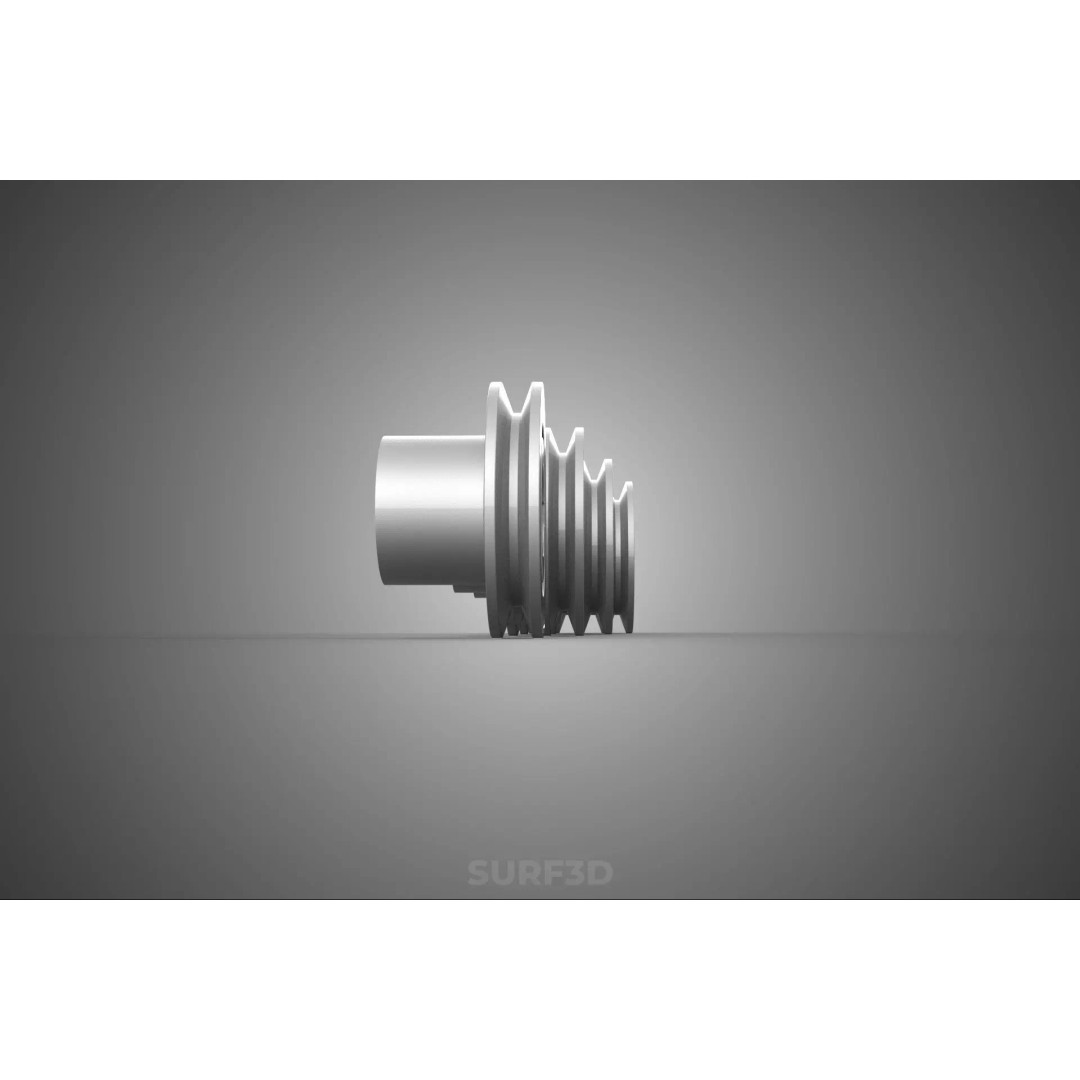 Various Groove Pulley Sheave 3D Model – Multi-Track V-Belt Drive Gear - View 7