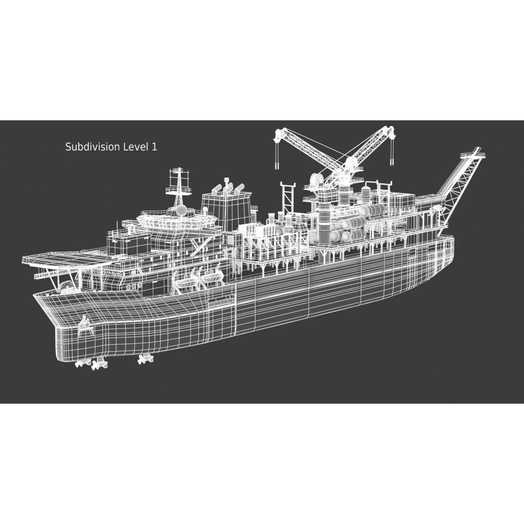 FPU Ship 3D Model – Detailed Industrial Vessel, FBX, PBR Textures