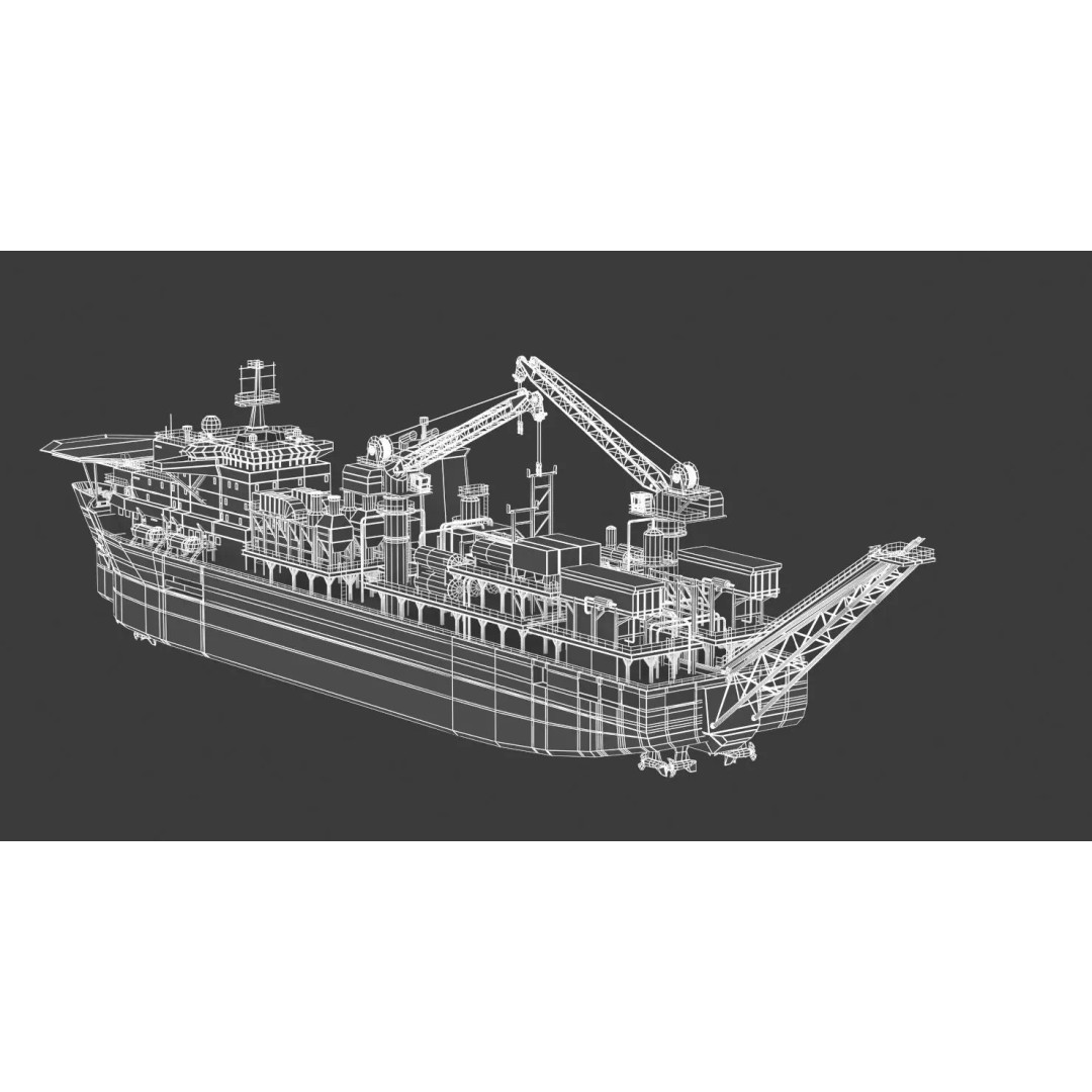 FPU Ship 3D Model – Detailed Industrial Vessel, FBX, PBR Textures - View 10