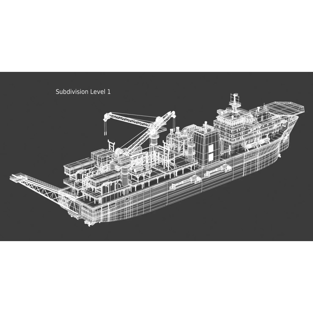 FPU Ship 3D Model – Detailed Industrial Vessel, FBX, PBR Textures - View 12