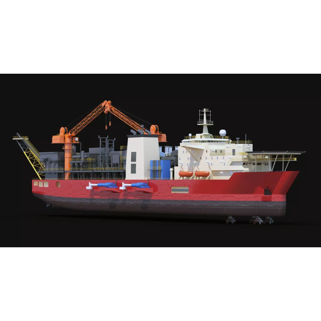 FPU Ship 3D Model – Detailed Industrial Vessel, FBX, PBR Textures - View 2
