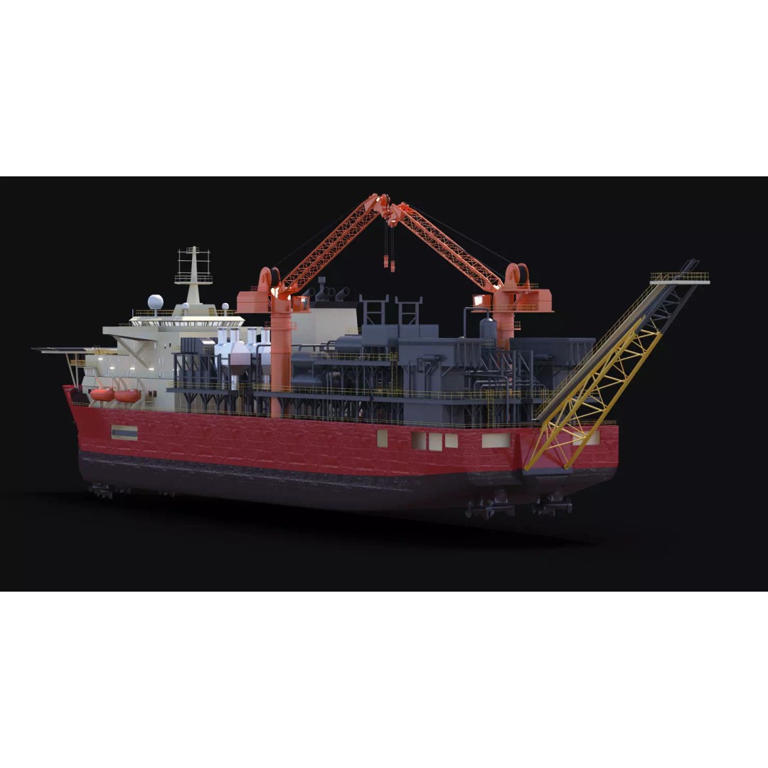 FPU Ship 3D Model – Detailed Industrial Vessel, FBX, PBR Textures - View 3