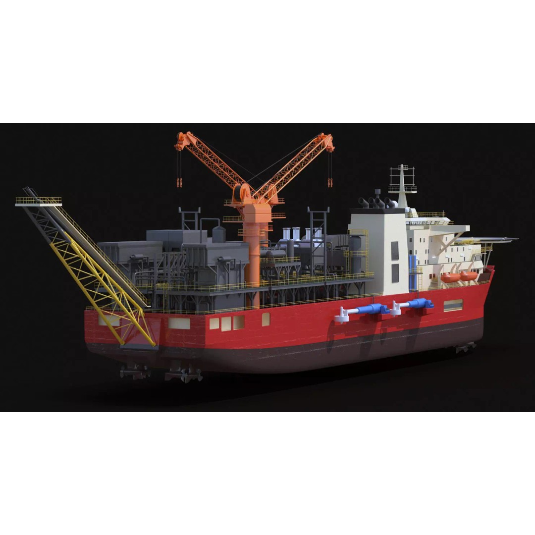 FPU Ship 3D Model – Detailed Industrial Vessel, FBX, PBR Textures - View 7