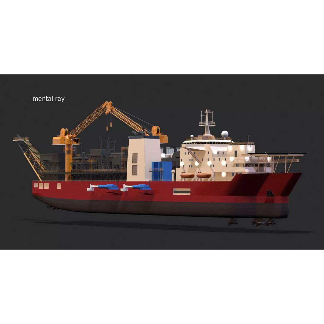 FPU Ship 3D Model – Detailed Industrial Vessel, FBX, PBR Textures - View 8