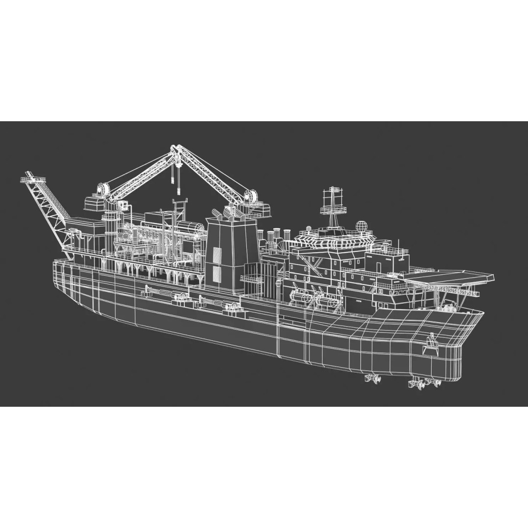 FPU Ship 3D Model – Detailed Industrial Vessel, FBX, PBR Textures - View 9