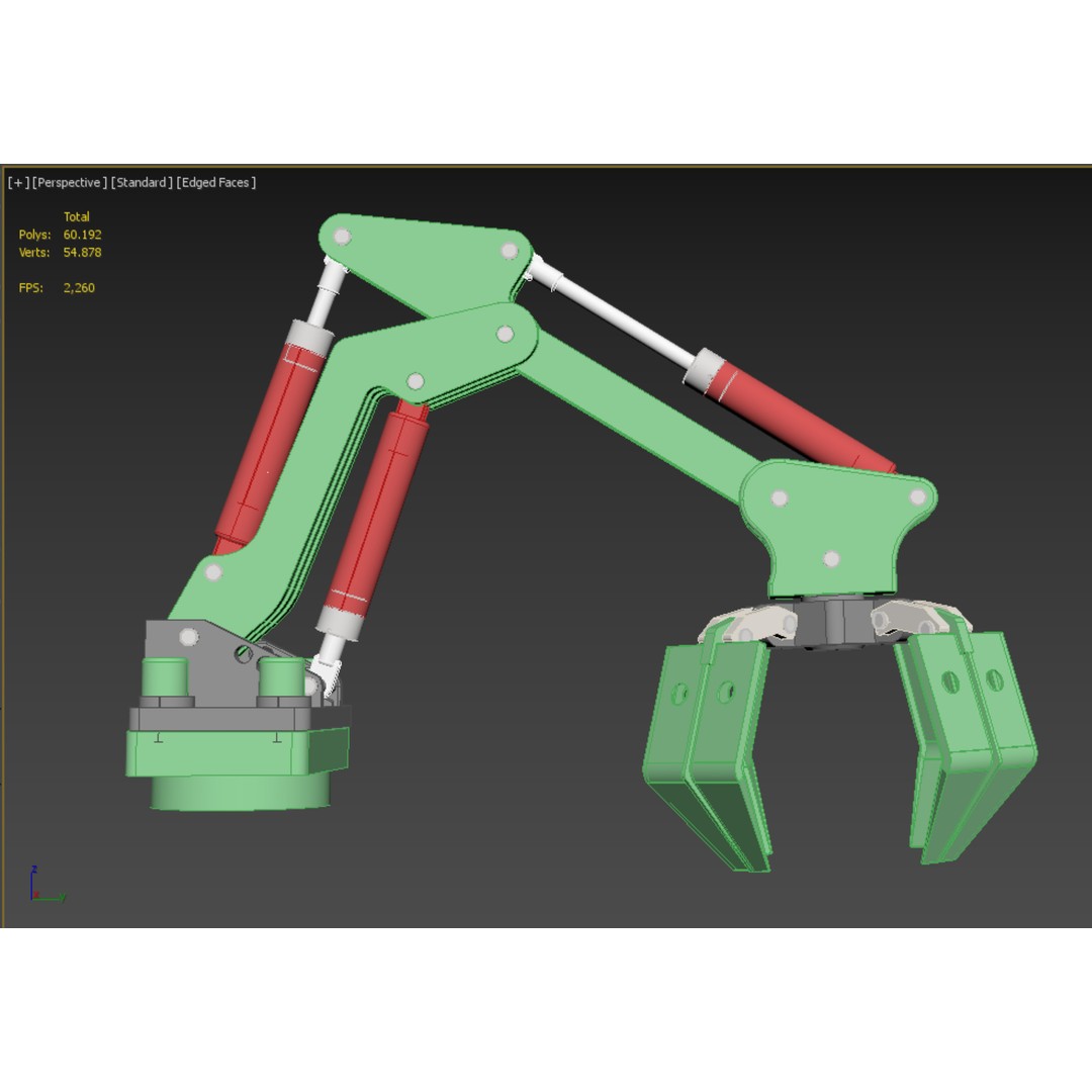 Hydraulic Wood Log Loader 3D Model – Crane Attachment, PBR, FBX