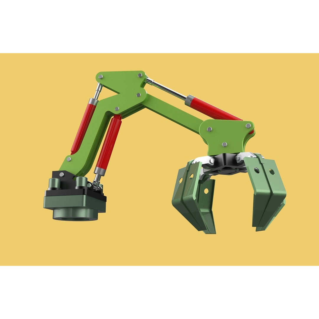 Hydraulic Wood Log Loader 3D Model – Crane Attachment, PBR, FBX - View 10
