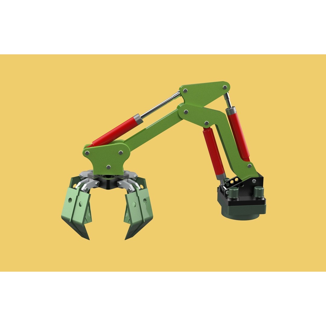 Hydraulic Wood Log Loader 3D Model – Crane Attachment, PBR, FBX - View 13
