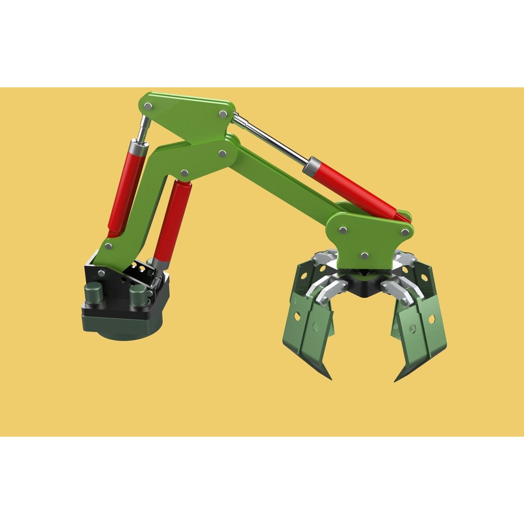 Hydraulic Wood Log Loader 3D Model – Crane Attachment, PBR, FBX - View 17